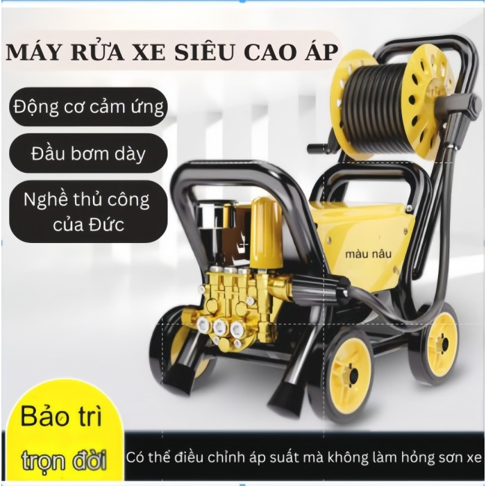 Máy Rửa Xe Công Nghiệp KAW 3000W - Xịt Rửa Ô Tô, Xe Máy, Tầm Phun Xa 10M