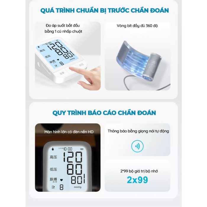 Máy đo huyết áp KAW tích hợp cảm biến thông minh - Cảnh báo huyết áp cao, kiểm soát tim mạch.