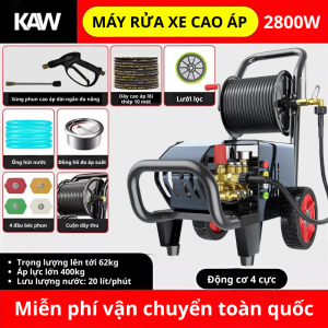 Máy rửa xe cao áp KAW 2800W – Áp lực mạnh, tiết kiệm nước, phụ kiện đầy đủ