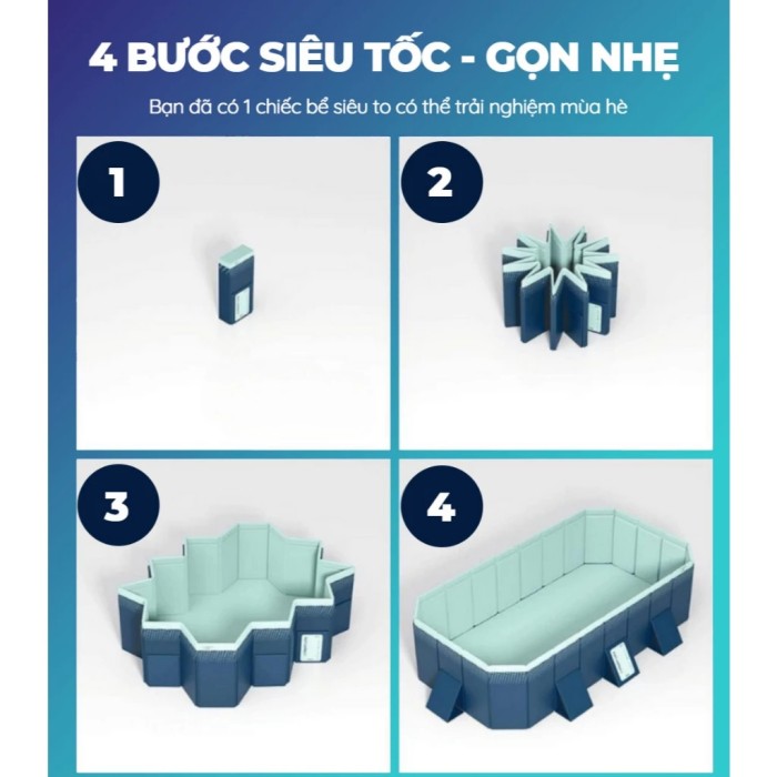 Bể bơi tự động gia đình KAW Hồ Xanh 4m, An toàn, Rộng rãi, Bền bỉ cho gia đình đông người