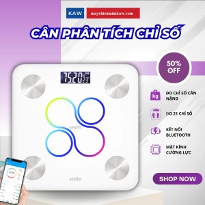 Cân điện tử thông Minh KAW, Phân tích 12 chỉ số cơ thể, Cảm biến siêu nhạy, Kết nối Bluetooth, Màn hình LED hiển thị rõ nét