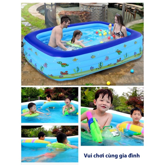 Bể bơi phao 2m6 3 tầng loại dày, Tặng bơm máy, Hàng chính hãng, Bền đẹp