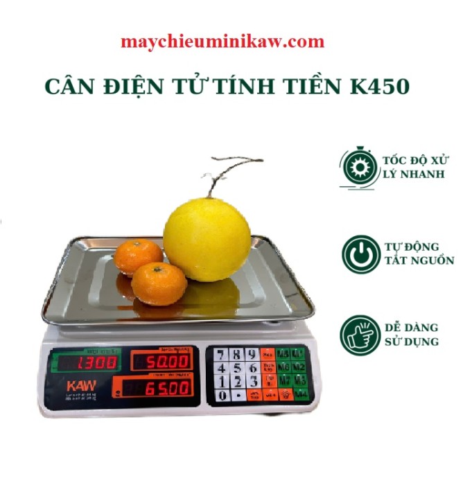 Cân Tính Tiền Điện Tử KAW K450 – Cân 10g-40kg, Nhiều Phím Lưu Trữ, Hai Mặt Hiển Thị, Dễ Sử Dụng
