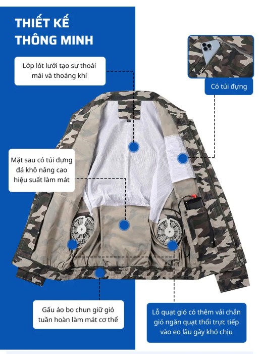 Áo Điều Hòa KAW 2025, Công Nghệ Mới, Pin Trâu, Quạt Mạnh, Pin 35.000 MAh