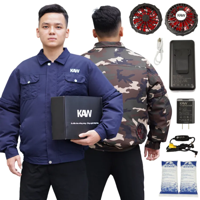 Áo Điều Hòa KAW 2025, Công Nghệ Mới, Pin Trâu, Quạt Mạnh, Pin 35.000 MAh
