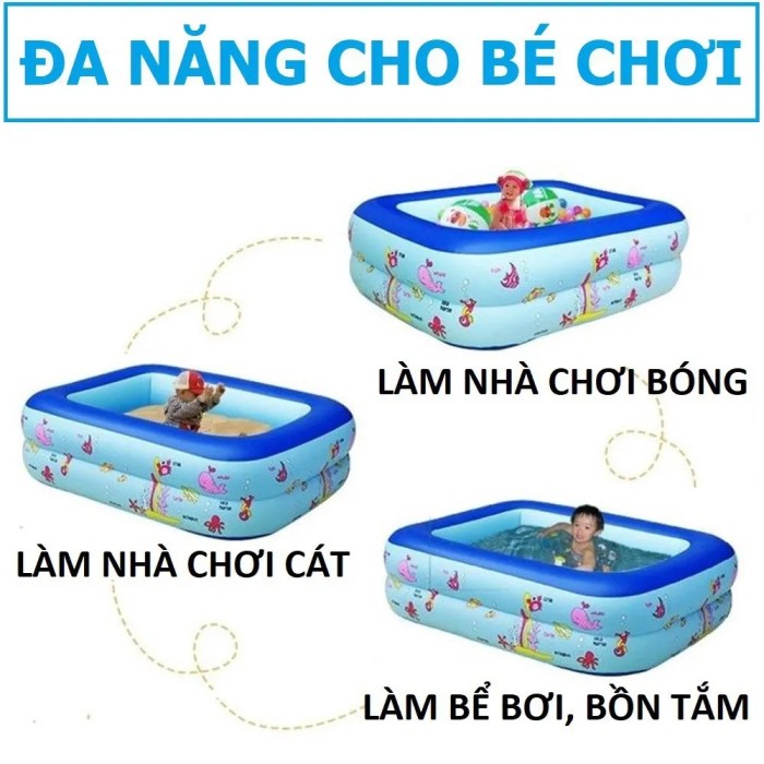 Bể bơi phao KAW 2 tầng 120cm, Không gian vui chơi đa tầng cho bé