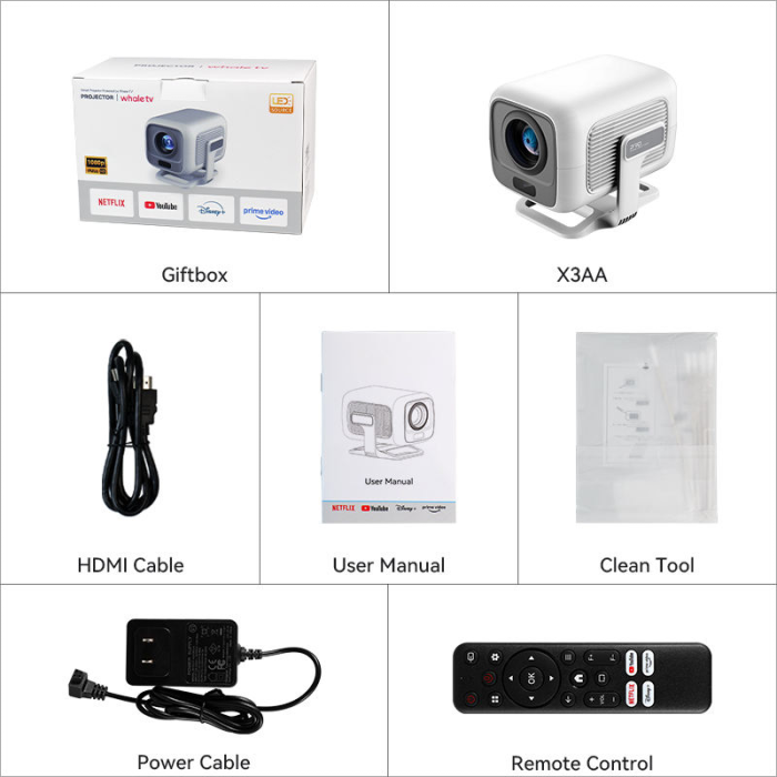 Máy chiếu Mini X3AA 1080P - Tự động lấy nét, Độ sáng cao 600 ANSI