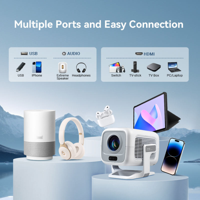 Máy chiếu Mini X3AA 1080P - Tự động lấy nét, Độ sáng cao 600 ANSI