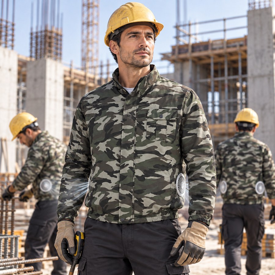 Áo điều hòa KAW rằn ri cho công nhân xây dựng